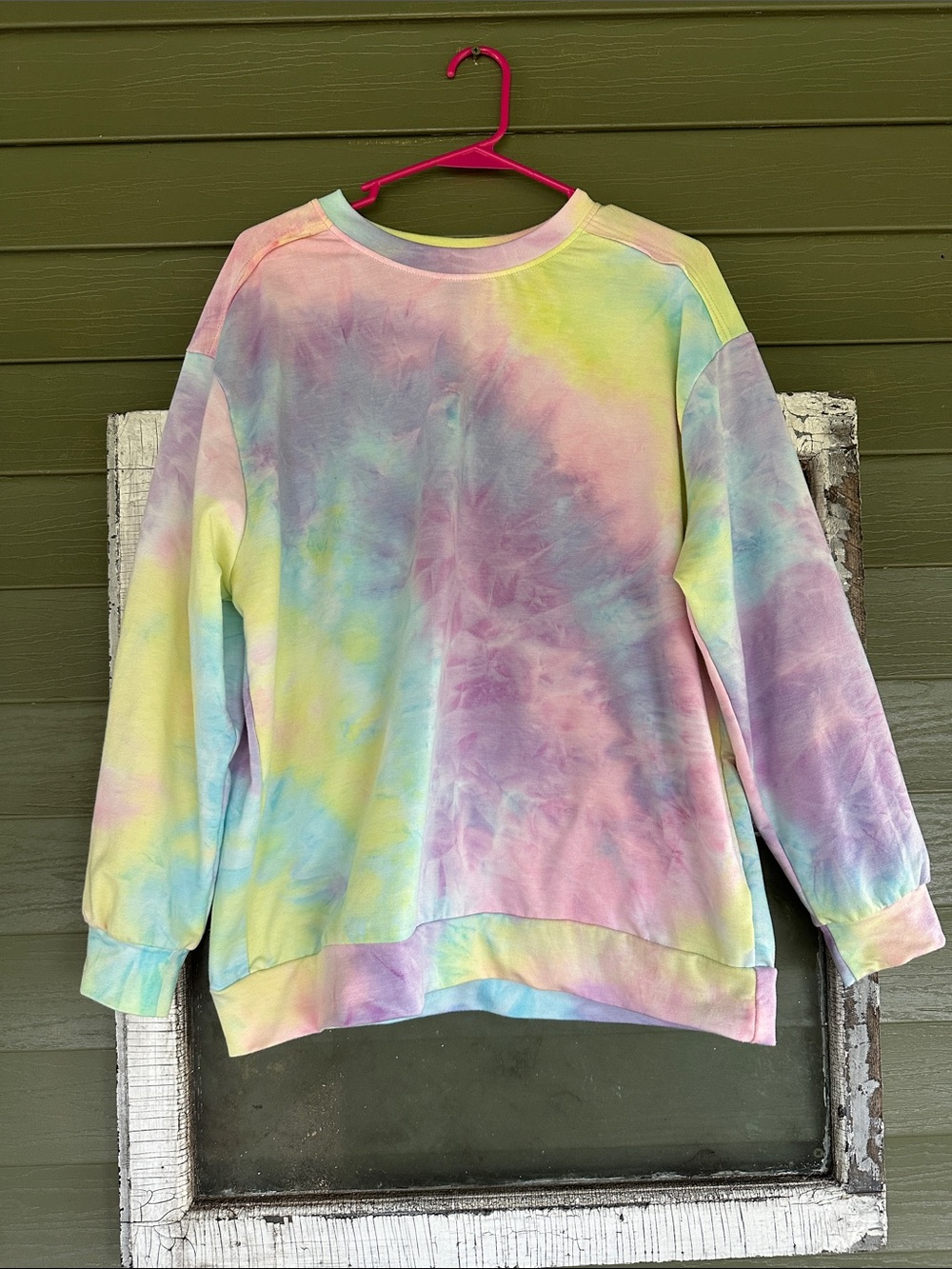 She + Sky Pastel Tie-Dye Crewneck Long Sleeve Pink, Purple, Blue, Yellow, Green
